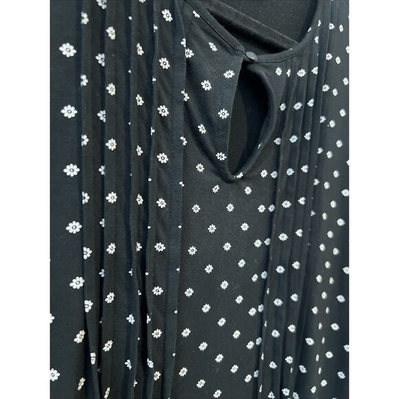 J Jill Wearever Top Women Medium Black Long Sleeve Daisy Slinky Keyhole‎ Pleated - Picture 7 of 12